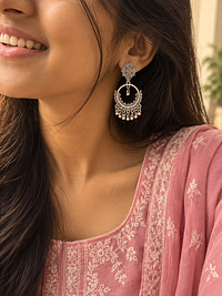 Oxidised Chandbali Earrings, photograph 2