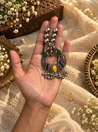 Peacock Enamel Chandbali Necklace, chain pendants, photograph 1