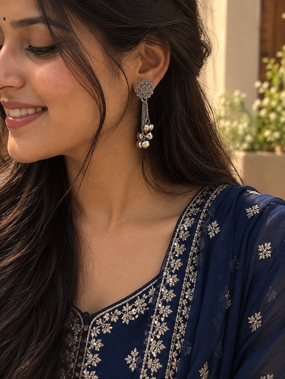Filigree Ghungroo Drops, earrings
