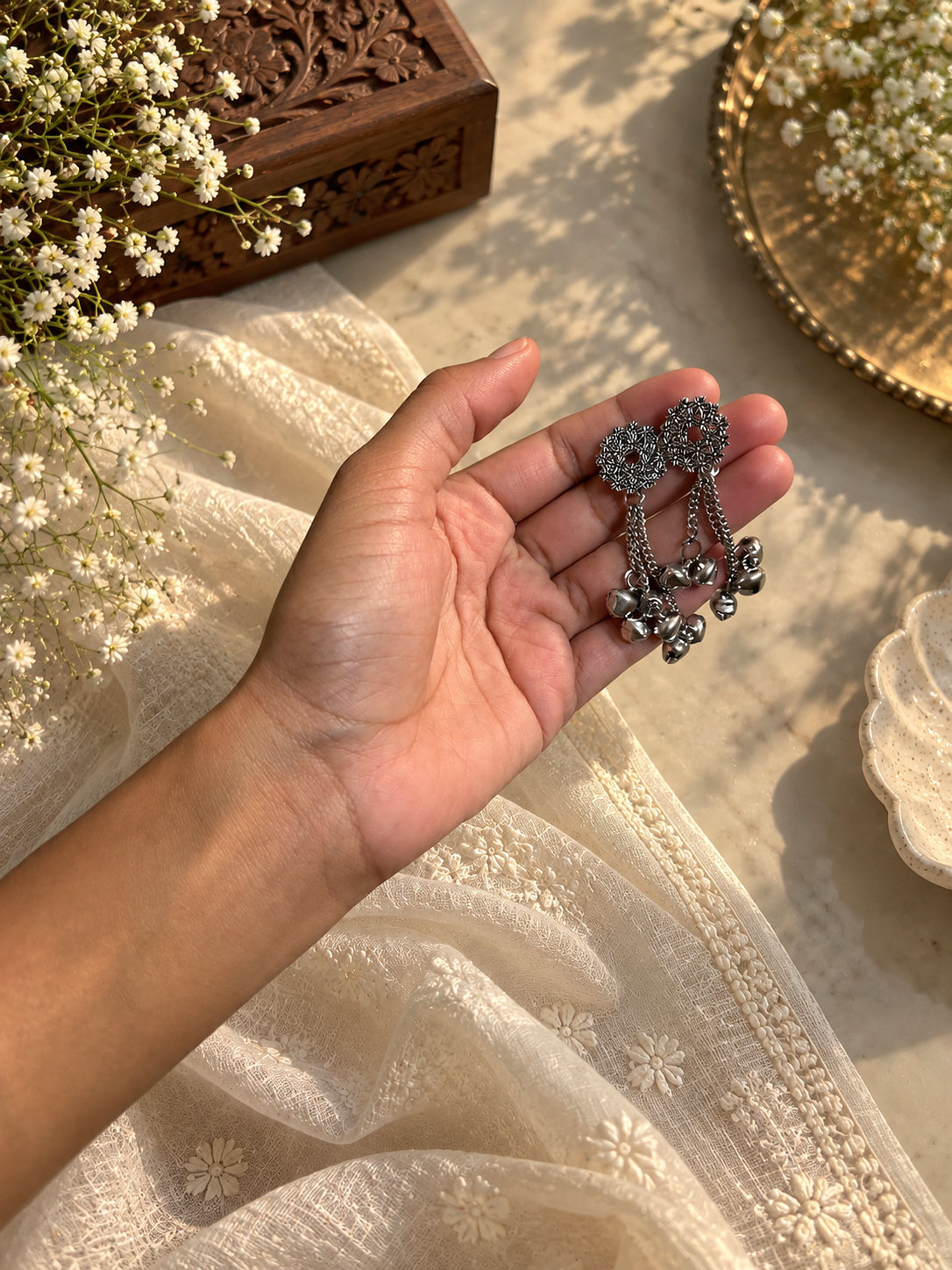 Filigree Ghungroo Drops, earrings