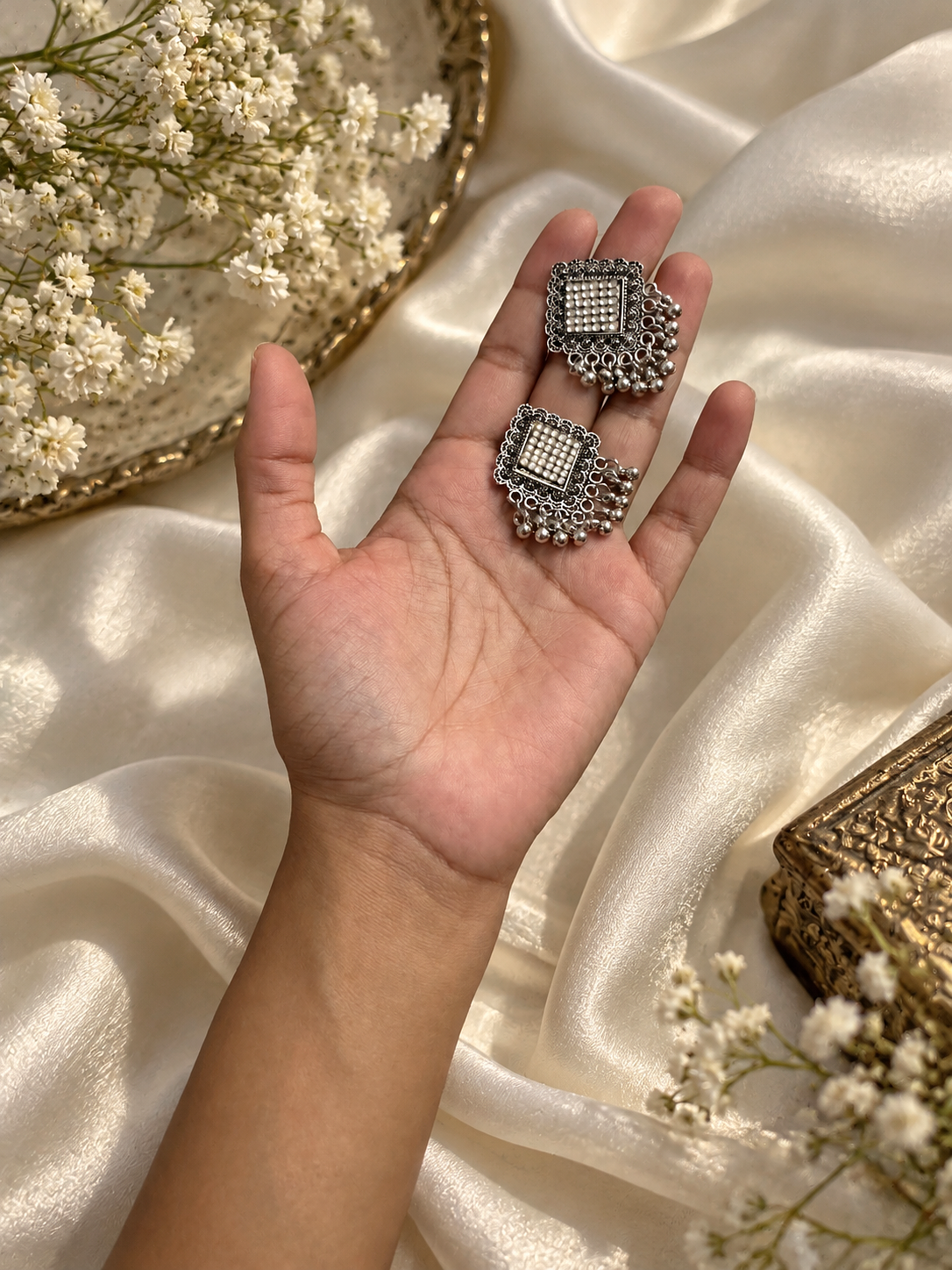 Lattice Ghungroo Studs, earrings