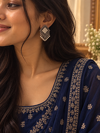Lattice Ghungroo Studs, earrings, photograph 1