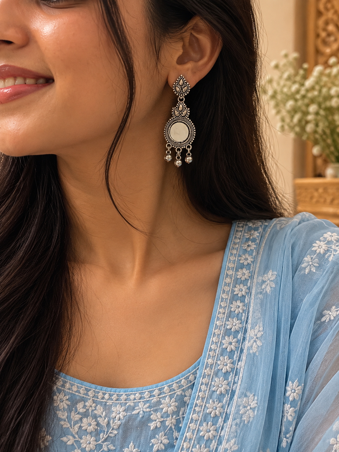 Aaina Mirror Drop Earrings