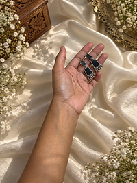 Cobalt and Onyx Drops, earrings, photograph 2