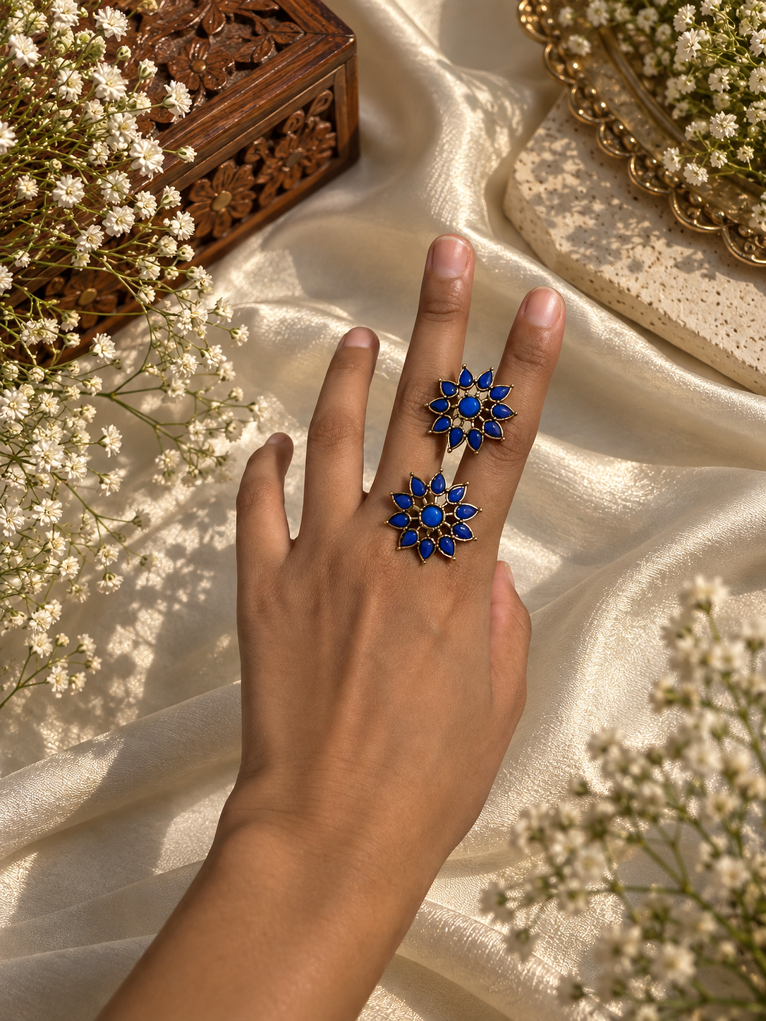 Royal Blue Bloom Studs, earrings