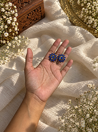 Royal Blue Bloom Studs, earrings, photograph 3