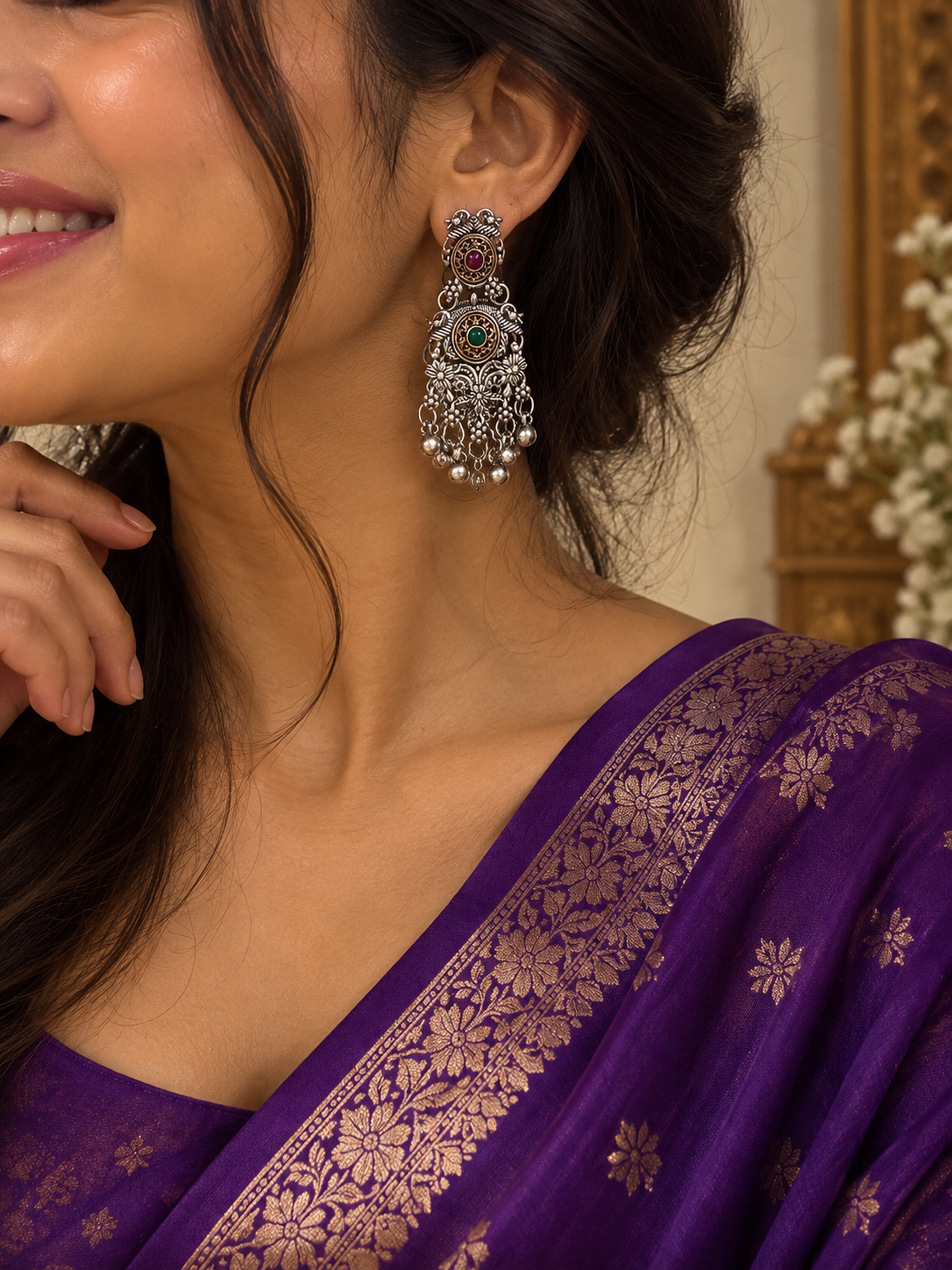Ruby and Emerald Festival Drops, earrings