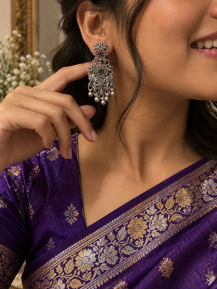 Ruby and Emerald Festival Drops, earrings