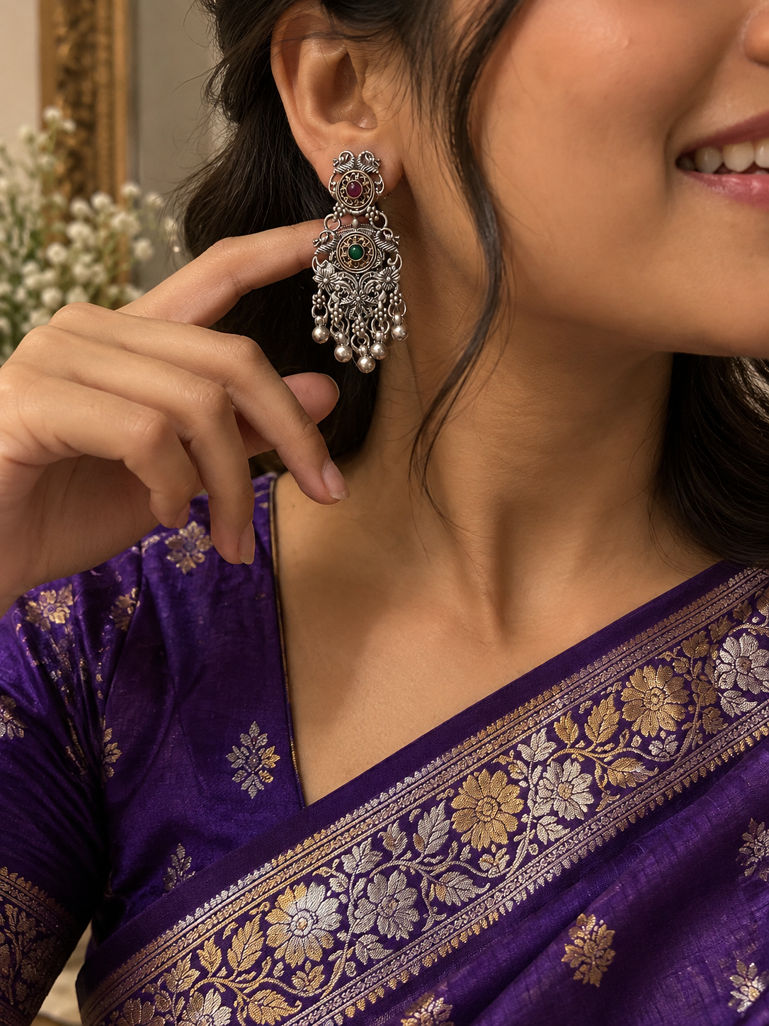 Ruby and Emerald Festival Drops, earrings