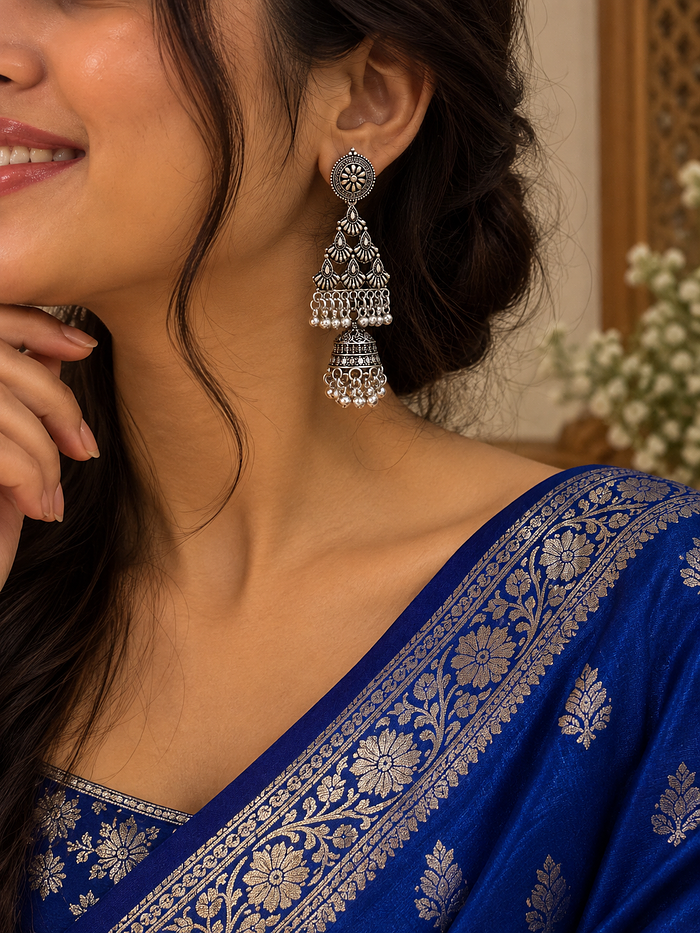 Tiered Filigree Jhumkas, earrings
