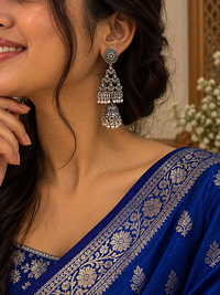 Tiered Filigree Jhumkas, earrings, photograph 1