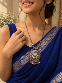 Meenakari Mandala Pendant, chain pendants, photograph 1