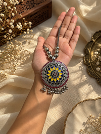 Meenakari Mandala Pendant, chain pendants, photograph 2